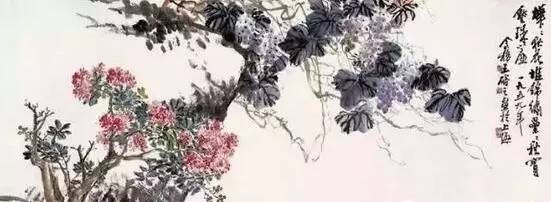 王個簃《葡萄紫薇》
